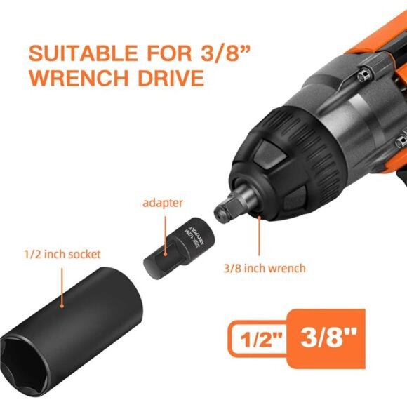 20 Pieces 1/2" Drive Metric Deep Impact Socket Set - Picture 3 of 8